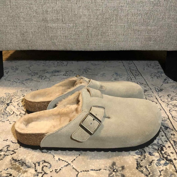 Birkenstock Boston Shearling Clogs in Taupe men’s - Picture 3 of 8